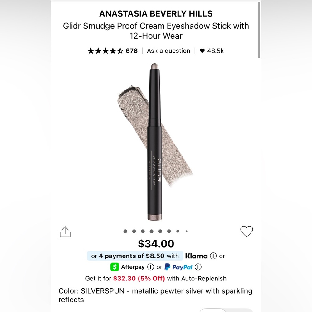 Anastasia Beverly Hills Glidr Cream Eyeshadow Stick - Silverspun